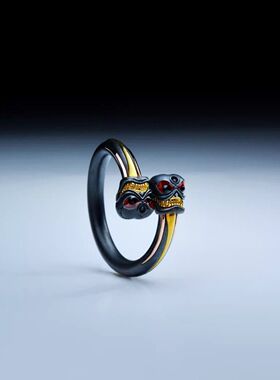 新款高品质版本藏传尸陀林三生三世金色三色中性戒指骷髅头指环
