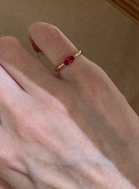 新款高品质版本新年红马眼钻红宝尾戒指尾戒戒指简约闪钻百搭