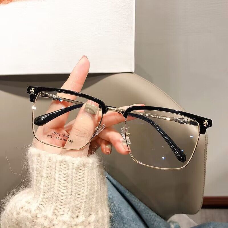 潮流剋羅伈CH近视光学眼镜男女百搭十字架平光镜大脸超轻眼镜框架 - 图1