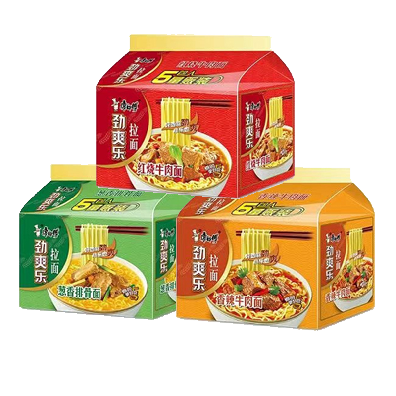 康师傅劲爽乐方便面5袋量贩版劲爽红烧牛肉混搭泡面速食品夜宵 - 图0