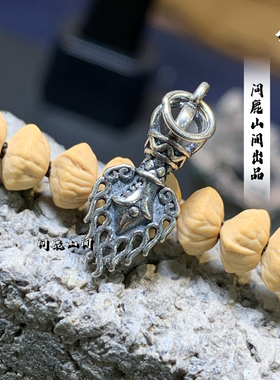 银s925DIY复古工艺文殊剑卡子挂件吊坠文玩佛珠手串记数卡子侧挂