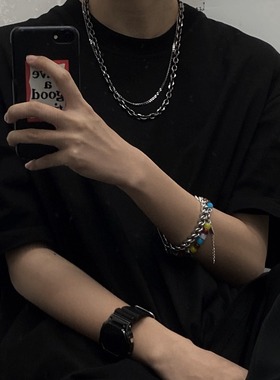 ins嘻哈街头层次感叠戴链条项链