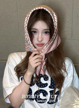 红色波点头巾高级感女款2