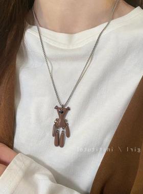 憨豆先生泰迪熊项链卫衣女