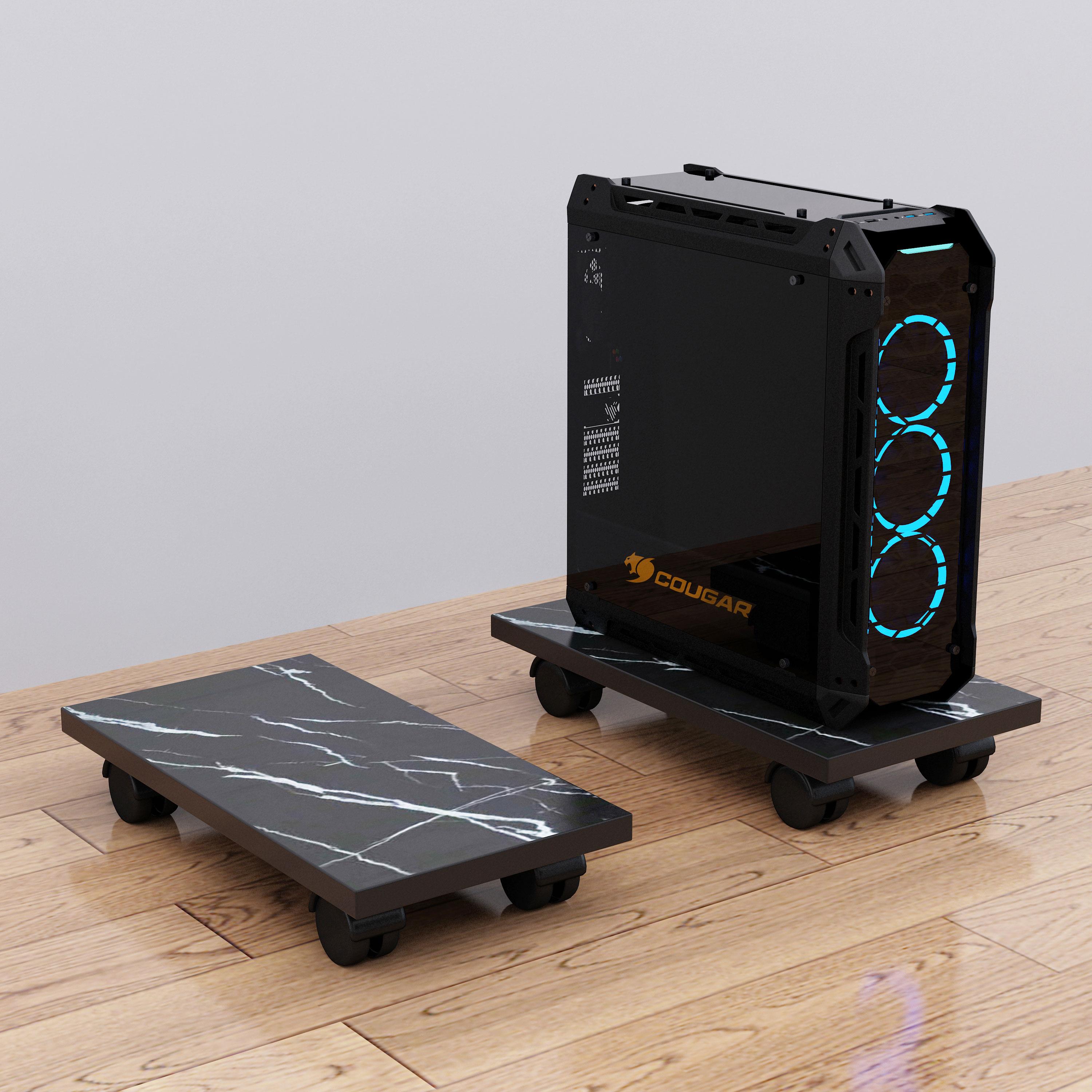 Desktop computer host bracket removable wheeled height storage chassis base host drag tray pulley rack