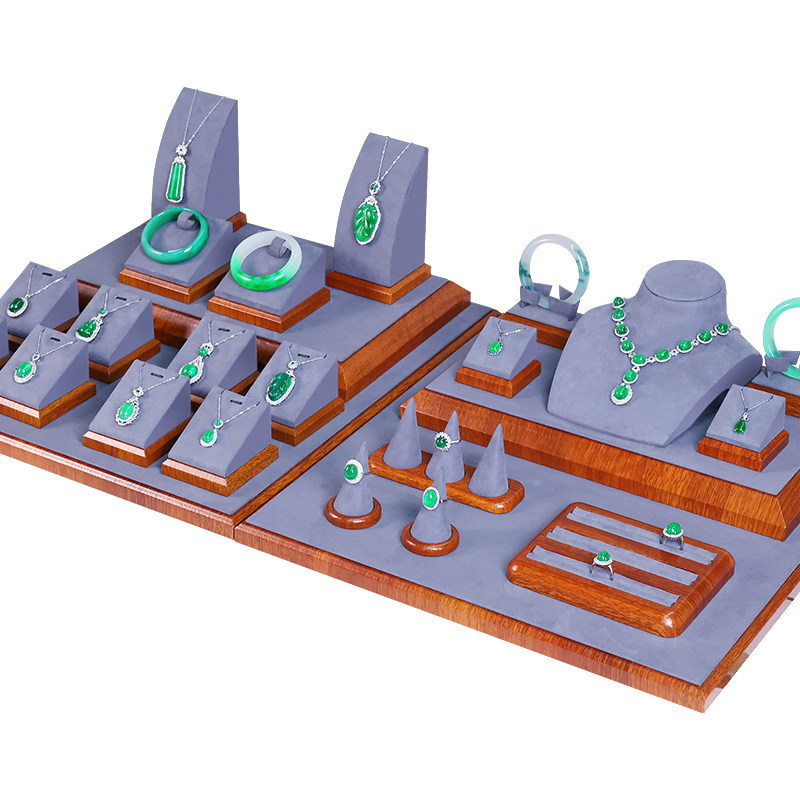 新款木纹柜台展示道具黄金k金收纳 jinsky首饰展示架