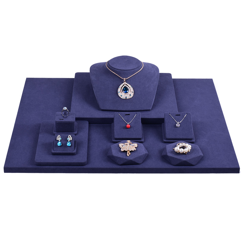 今仕爵珠宝展示道具深蓝超纤手链戒指项链耳环饰品柜台首饰陈列架 - 图2
