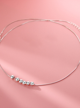 925银简约百搭灵动转运珠项链女