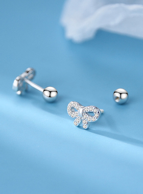 925银微镶可爱小巧蝴蝶耳钉女