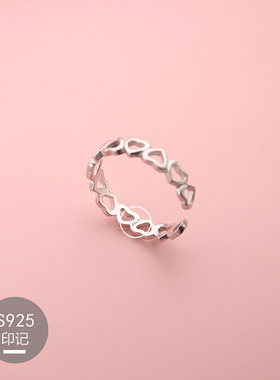 925银镂空爱心简约百搭甜美戒指