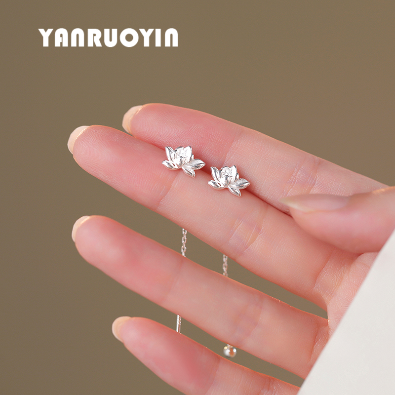 925银耳线女甜美莲花螺丝帽防丢森系简约荷花高级感花朵灵动耳坠,淘宝优惠券,粉丝福利购,淘宝优惠卷