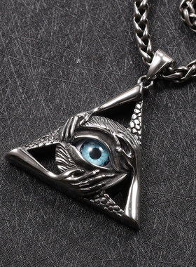 朋克项链钛钢男士吊坠上帝之眼复古个性嘻哈挂链潮人长款学生潮男