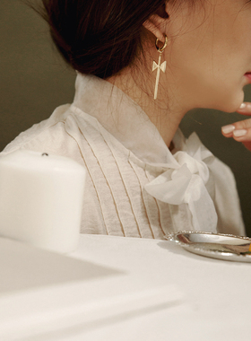 下午茶白日梦纯银领结项链耳环