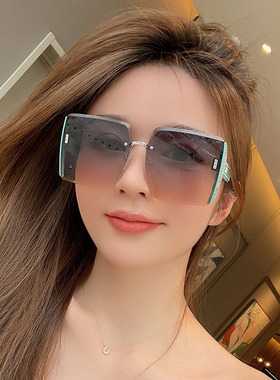 无框墨镜女士大框显瘦