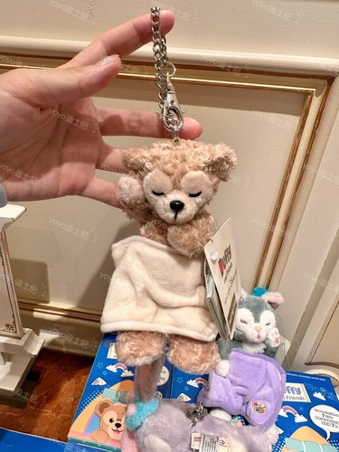 香港迪士尼 甜梦睡眠达菲熊星黛露兔雪莉玫 卡通毛绒挂件 钥匙扣 - 图0