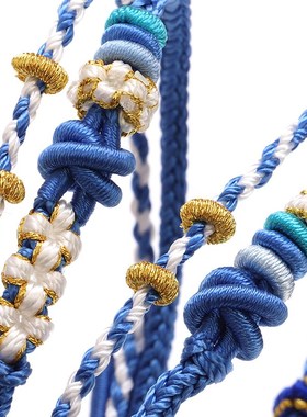 双层桃花线圈手绳可穿黄金t手工编织绳路路通转运珠可调节手链女