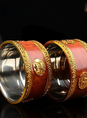 藏式八吉祥双层糌粑盒酥油盒果盒