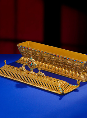 32cm大小号纯铜宝宇卧香炉密宗八吉祥供卧香盒熏香炉藏式线香香炉