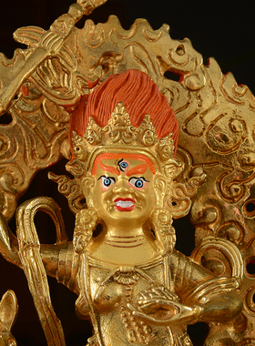 用品 仿尼泊尔纯铜全鎏金吉祥天母 高22cm