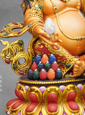 尼泊尔工艺彩绘多宝黄财神佛像纯铜手工赞巴拉财神像供奉装饰摆件