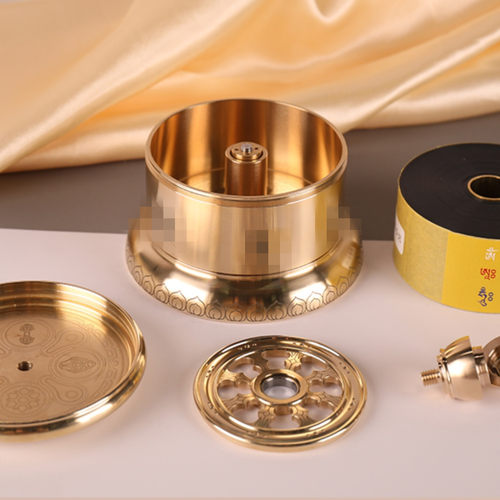 缩微胶片经文八福金轮黄铜办公手捻右挽狂澜指捻转轮转动转金桶 - 图2