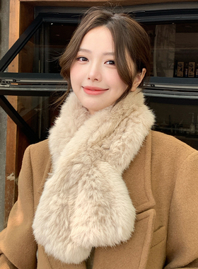 真兔毛编织围巾加厚保暖毛毛围脖