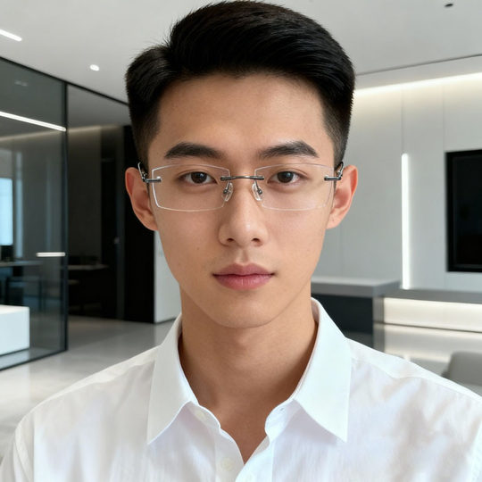 商务变色无框近视眼镜男时尚超轻可配度数散光眼睛网上配镜无边框