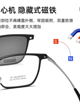 男款配全套磁铁夹片变色眼镜框