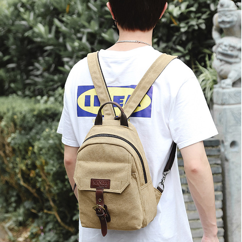 小型帆布背包男女迷你登山双肩包 耐爵箱包双肩背包