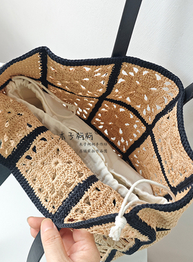 入画棉草拼花包手工diy编织材料
