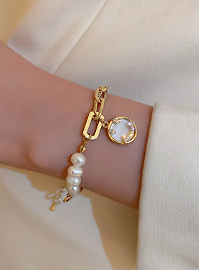 轻奢镶钻笑脸淡水数字感闺蜜手链