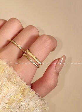 锆石滴油素圈开口戒指