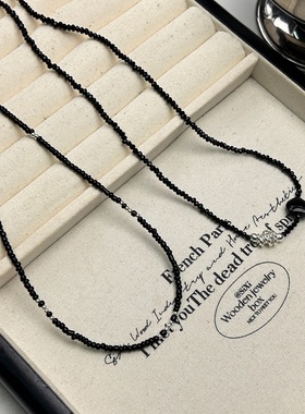小众轻奢高级感黑色爱心串珠项链