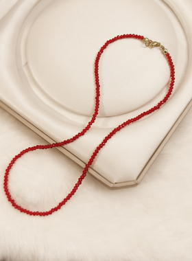 倪妮同款红色水晶串珠项链