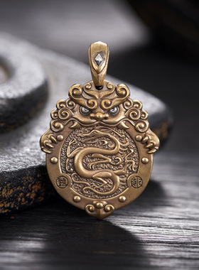 S925银黄铜国潮男士项链挂件吊坠