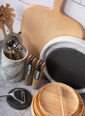 厨房样板间装饰摆件大理石托盘