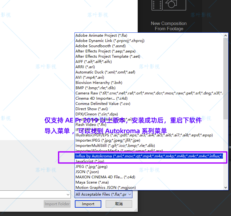 AE/PR插件Influx特殊素材视频编码MKV/MOV/FLV格式直接导入工具 - 图1