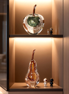 现代轻奢苹果玻璃艺术摆件高档