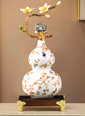 福禄双全珐琅彩葫芦摆件搬家礼物