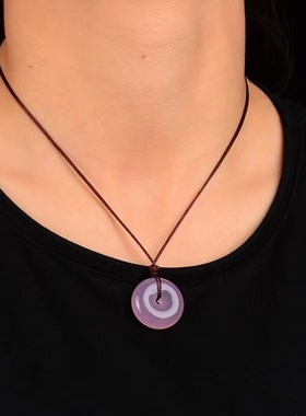 天然冰种粉玛瑙平安扣吊坠男女款 情侣粉玉髓挂件项链送朋友