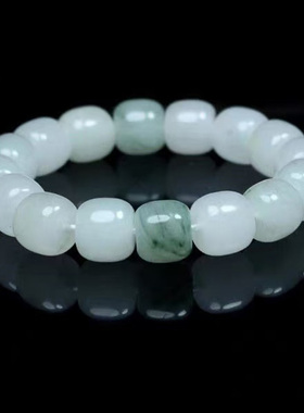 天然天山翠手链老型珠飘花玉石手链单圈男女款