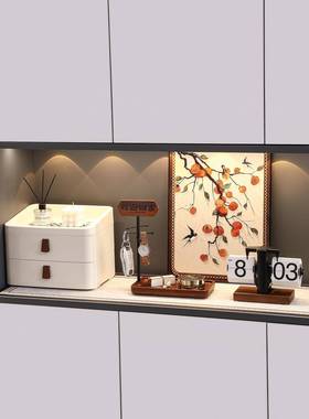 中古风玄关摆件进门口钥匙收纳装饰画软装鞋柜布置新中式家居好物