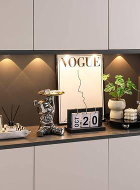 轻奢入户玄关摆件客厅家居装饰品暴力熊钥匙收纳柜餐柜乔迁礼物