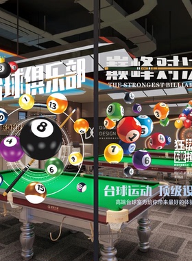 桌球俱乐部玻璃贴纸台球厅推拉门欢迎光临橱窗装饰海报广告墙贴画
