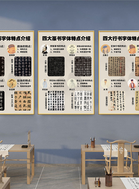 书法教室布置装饰挂图培训班文化墙面壁画篆隶楷行草毛笔海报贴纸