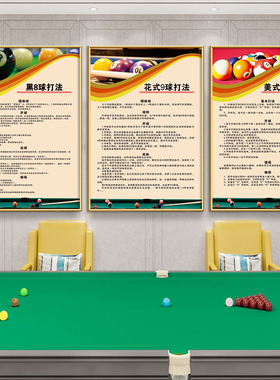 台球室桌球厅装饰挂画墙面明星海报广告贴画纸斯诺克规则布置壁画