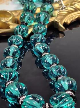 喜饰H孔雀石串珠大长款项链