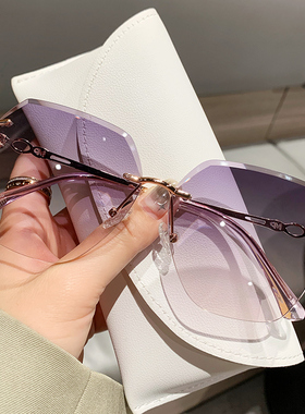 时尚无框切边墨镜女士网红款