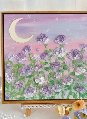 春日花卉石英砂立体肌理画