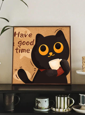 DIY数字油画填充中古风卡通猫咪